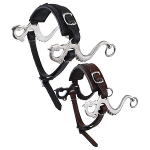 Bridon Hackamore sans mors style Dragon Noir Marron, réglable en acier inoxydable, pour équitation anglaise et western, équipement équestre de qualité supérieure - Product Image 2