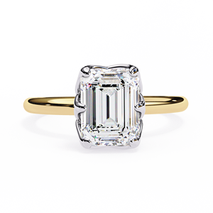 Anillo de Oro Sólido de 10K, 14K, 18K con Diamante Cultivado en Laboratorio de Corte Esmeralda de 2 Quilates, Anillos de Compromiso, Boda y Aniversario - Product Image 1