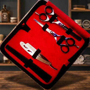 Ensemble de ciseaux de coiffeur en acier inoxydable ASAP Ciseaux amincissants pour coupe de cheveux à lame tranchante avec base Hallow - Product Image 1