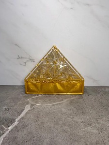 Creative Design Acacia Wood & Green Resin Round Shape Napkin Holder <b>Wedding</b> Decor Resin Creative Design Wooden <b>Tissue</b> Holder - Product Image 3