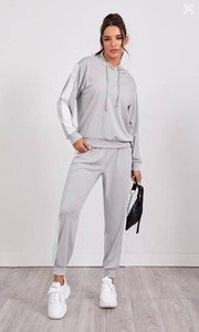 Ensemble de survêtement 2 pièces pour femme, sweat à capuche et pantalon de jogging, tissu doux et respirant, sweat à capuche avec cordon de serrage réglable - Product Image 5