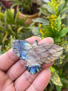 Labradorite Eagle Sculpture | Hand Carved Crystal Bird <b>Statue</b> for Home Decor Feng Shui Healing Stone & Collectors - Product Image 2