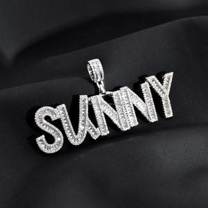 Stylish Lab Grown Diamond SUNNY Pendant With Custom Iced Out <b>Block</b> <b>Letter</b> Design For Hip Hop Fashion Jewelry Wholesale Suppliers - Product Image 1