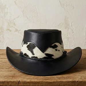 Chapeau haut de forme en cuir noir pour homme, design classique à couronne structurée, chapeau de mode en cuir de qualité supérieure avec styles et fabrication personnalisés - Product Image 1