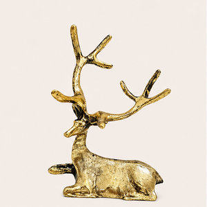 Modern Antique <b>Gold</b> Finish Metal Reindeer Figurine Ornate Animal Sculpture Cabinet Decoration For Living Room Office Festive - Product Image 5