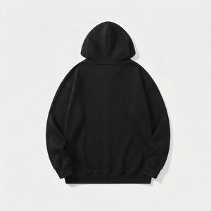 Sudadera con Capucha Negra para Hombre, Estilo Urbano Holgado con Estampado Tribal Blanco en la Parte Delantera y de las Mangas, 100% Algodón - Product Image 2