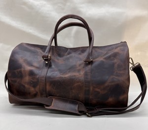 Bolsas de Lona de Cuero Genuino con Forro de Poliéster y Cierre de Cremallera, 22x10x12 Pulgadas, para Hombre, Viajes, Deportes y Gimnasio - Product Image 6