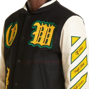 Logotipo personalizado de lana Chenille bordado High Street Baseball Letterman chaquetas para hombres Vintage manga de cuero en blanco invierno XL - Product Image 5