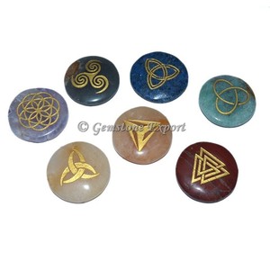 Ensemble de pierres des sept chakras celtiques, collection de cadeaux d'affaires gravés de luxe - Product Image 3