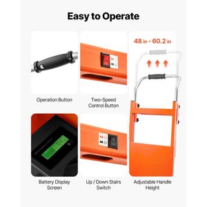Carrello Elettrico Saliscale da 400 kg con Manico Estensibile da 400 cm, Carrello Elettrico per Carichi Pesanti - Product Image 6