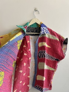 Handmade Kantha Reversible <b>Quilted</b> Short <b>Jacket</b> Patchwork Women's Boho Vintage Coat - Product Image 3