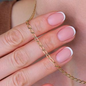 Collier à maillons ovales dorés pour femmes, bijoux minimalistes à chaîne longue - Product Image 2