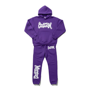 Men Tracksuit <b>Set</b> Custom Logo Hoodie <b>Jogger</b> <b>Set</b> Streetwear Fleece Tracksuit Wholesale Cotton Sweat Suit Manufacturer - Product Image 4