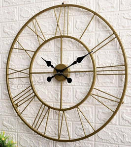 Horloge murale design rustique moderne Antique rond décor de bureau à domicile en résine faite à la main d'Inde - Product Image 4
