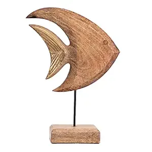 Sculpture abstraite de poisson en bois, artisanale, décoration minimaliste, art côtier, texture bois naturel, accent moderne pour la maison, support de table. - Product Image 6