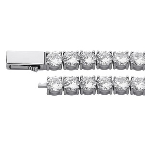 สร้อยข้อมือเทนนิสประดับมอยส์ซาไนต์ทรงกลมแบบฝังขอบ - Product Image 4