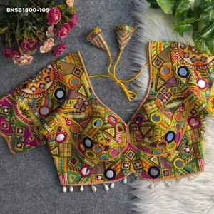 Blusa de moda para mujer estilo Gamthi con espejos múltiples y lentejuelas de hilo colorido, bordado Kodi con corte de manzana, de seda italiana, ideal para festivales. - Product Image 1