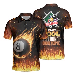 Polo à manches courtes pour hommes, avec graphique de billard à la mode, chemises en polyester conçues pour les fêtes Slim Fit - Product Image 1