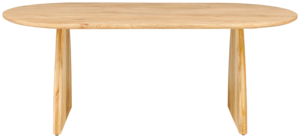 Table de salle à manger pliante en bois de manguier européen, forme ovale, finition naturelle, pieds courbés, durable, style industriel moderne pour la maison et la cuisine - Product Image 2