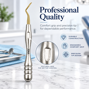 Gold Plasma Coated Curved Root Elevator Angled Tip Titanium <b>Nitride</b> Stainless Steel Tooth Extraction Instrument CE Certified - Product Image 5