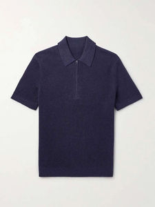 Pull-over à col tricoté personnalisé pour homme, à manches courtes, avec fermeture éclair quart, en maille de haute qualité 100% coton - Product Image 3