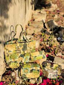 Custom Floral Print <b>Nylon</b> Zipper Tote <b>Bag</b> Two Straps Large Capacity Foldable <b>Shoulder</b> Vintage Bucket <b>Bag</b> Travel Daily Use Women - Product Image 1