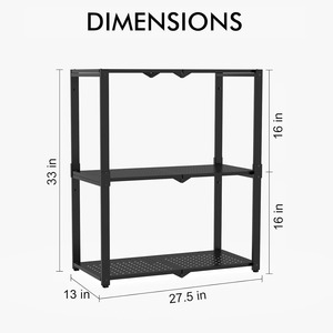 3 Shelf <b>Floating</b> Industrial Metal Heavy Duty Black Storage Rack Shelving <b>Unit</b> with Easy Assembly for Indoor Use - Product Image 2