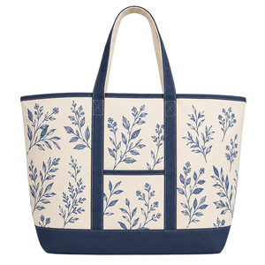 Sac de courses en coton premium avec imprimé palmiers tropicaux et feuilles botaniques |   Sac de transport réutilisable en tissu pour la plage - Product Image 4