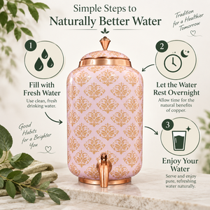 Distributeur d'eau en cuivre martelé fait main, pot à eau 100% cuivre pur avec robinet, distributeur de boissons traditionnel indien en cuivre - Product Image 2