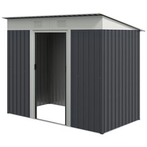 Casetta da Giardino 2,13m x 1,07m Nera/Bianca con Doppie Porte Bloccabili e Prese d'Aria, Struttura in Acciaio, Organizzatore per Attrezzi per Stoccaggio Esterno - Product Image 1