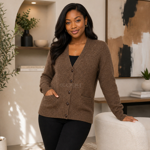 Cosh International Sisterhood Sorority Autumn Winter Cropped Knit <b>Cardigan</b> <b>Sweater</b> High Waist Solid Color Single Breast <b>Sweater</b> - Product Image 4