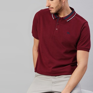 Camisa polo para hombre, corte regular, manga corta, formal, de lujo, con cuello de punto plano, texturizado, 100% algodón, color liso. - Product Image 5