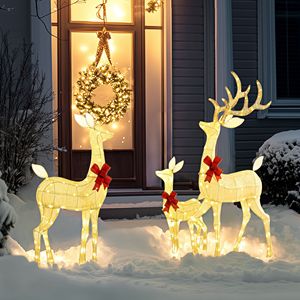 3-Piece <b>Light</b>-<b>Up</b> Silver Christmas Deer Family Set Indoor <b>Outdoor</b> <b>Reindeer</b> Christmas Decoration with <b>Lights</b> - Product Image 2
