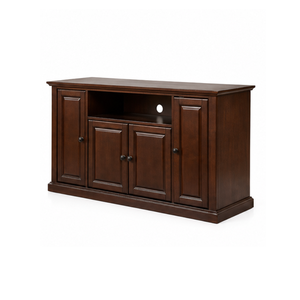 Meuble TV en bois massif avec portes de rangement et étagère ouverte, console multimédia moderne pour salon, mobilier d'hôtel - Product Image 2