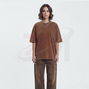 Camiseta Oversize Lavada para Mujer, Color Liso, Cuello Redondo, Ajuste Holgado, 100% Algodón Jersey, Manga Corta, Estilo para Todas las Estaciones - Product Image 4