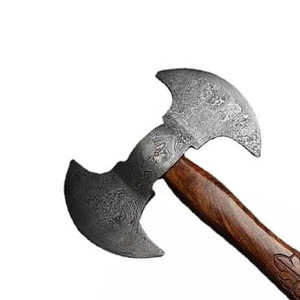 Hache à double tête en acier Damas forgé à la main SCL Industrial Viking Survival, fourreau en cuir, manche en bois de frêne, poids 1,5 kg, sur mesure - Product Image 6