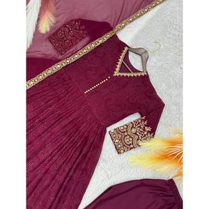 Vestido de fiesta de diseñador XL Anarkali con aspecto elegante de Pent y Dupatta - Product Image 4
