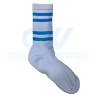 Chaussettes de sport athlétiques personnalisées OEM avec logo sous le pied, sublimées, antidérapantes, respirantes en coton/spandex côtelées pour la course à pied