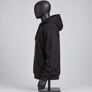 Sweat-shirt à capuche uni noir pour homme avec poche kangourou et cordon de serrage - Product Image 4