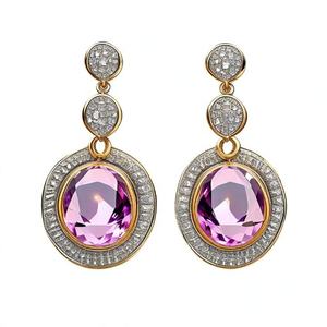 Pendientes colgantes de plata de ley 925 para mujer, joyería de piedras preciosas de amatista chapada en oro a la moda - Product Image 1