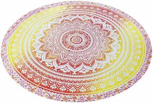 Tapiz Decorativo de Pared de Algodón con Estampado de Mandala en Degradado Naranja y Amarillo, por Indian Consigners - Product Image 3