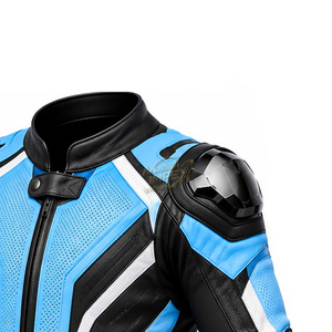 Traje de Motociclismo de Cuero para Hombre, Azul, Negro y Blanco, de Una Pieza, con Bloques de Color, Protección y Resistencia al Agua - Product Image 6