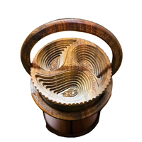 Keranjang Buah Kering dari Kayu Organik Buatan Tangan dengan Desain Bunga Terukir, Logo Kustom, Nampan Sajian Dapur Berkelanjutan untuk Kacang-kacangan