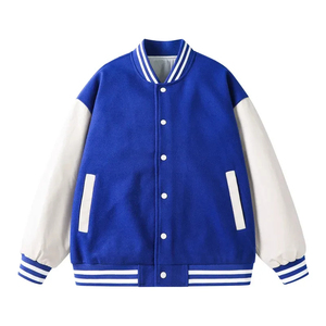 <b>Top</b> Sale Verify Manufacturer Wholesale Plain Unisex Custom Baseball Letterman Varsity Jacket with Geometric Pattern Stand Collar - Product Image 6