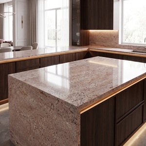Dalle de granit naturel Fraise Ivoire, légère et polie, pour plan de travail de cuisine, plateau de salle de sport, revêtement mural et de sol - Product Image 1