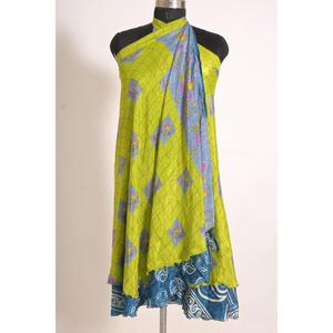 Lavinas Women's Handmade Floral Printed Silk Maxi Wrap Skirt Vintage Customized From Rajasthan Summer - Product Image 3
