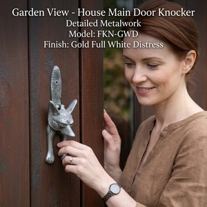 Fox Head <b>Door</b> Knocker Cast Iron Rustic Design Durable Waterproof Outdoor Entry Hardware 50 mm Hole Size - Product Image 3
