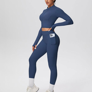 Red Color Blocking Yoga Set Women 2 Piece Sports Bra <b>Leggings</b> High Waist Full Length <b>Seamless</b> Contrast Binding Racerback - Product Image 4