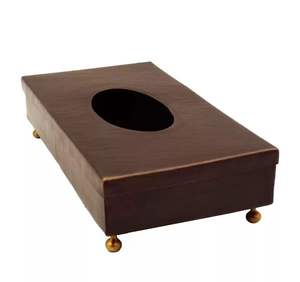 Boîte à mouchoirs suspendue portable en cuivre, motif floral audacieux, faite à la main, moderne - Product Image 5