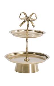 Support à gâteau rond en aluminium à 2 niveaux pour fêtes et mariages, support à gâteau en métal doré personnalisé pour événements - Product Image 2